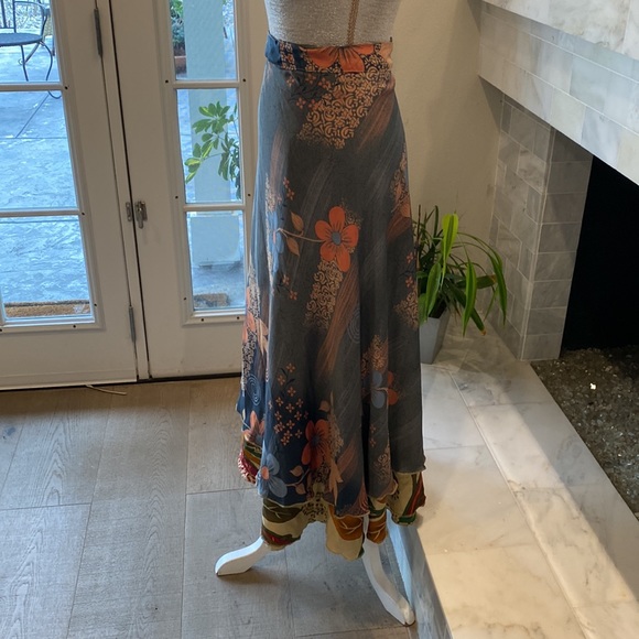 Unique Reversible Floral MIDI Wrap Skirt Size S/M - Picture 10 of 15
